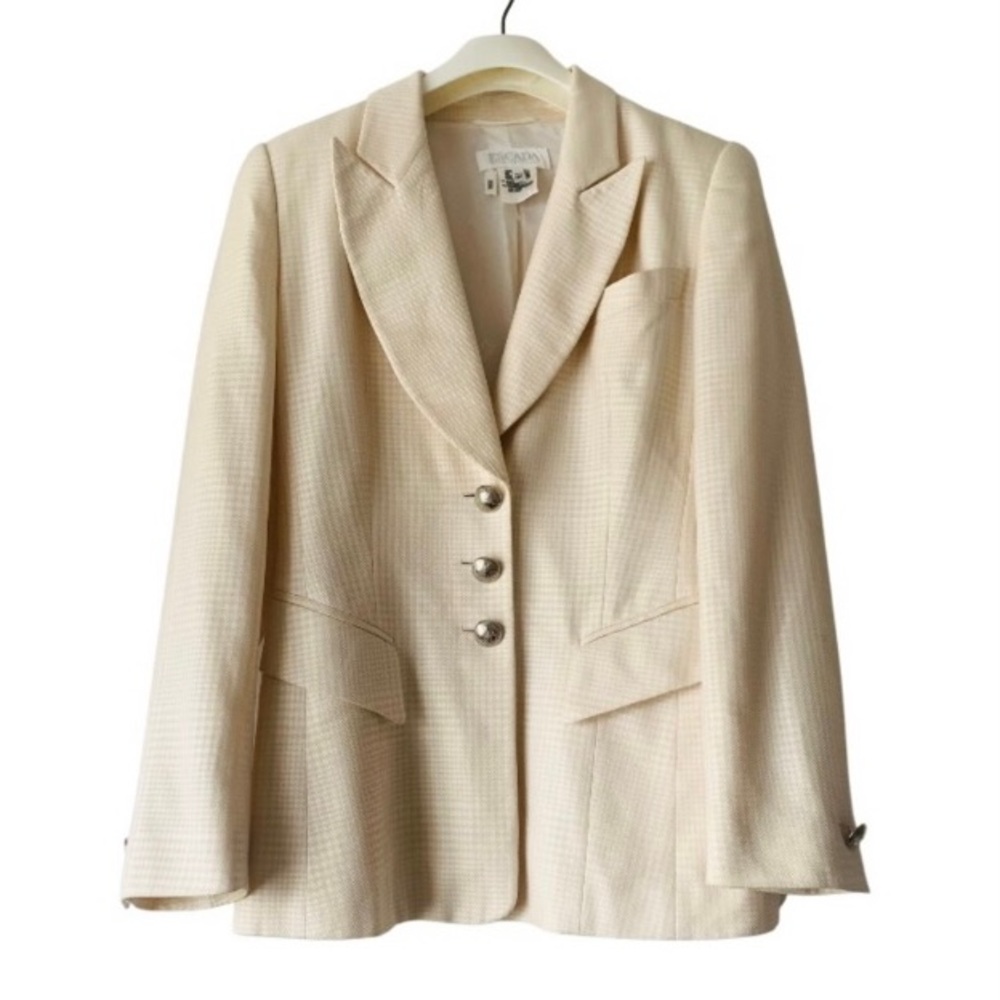 Escada Silk Blend Single Breasted Blazer Women Sz EU 36 US S Cream Old Money - Picture 1 of 13